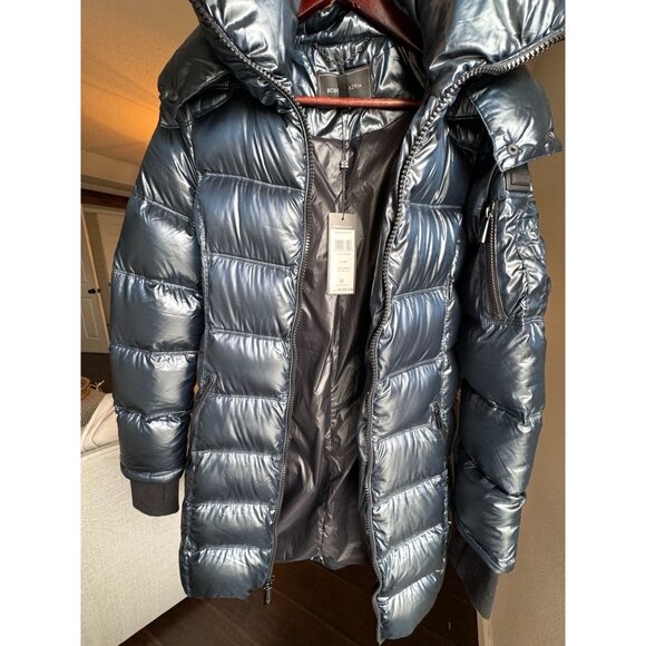 BCBG MAX AZRIA METALLIC SAPPHIRE DOWN COAT Size M, NWT - Picture 6 of 12